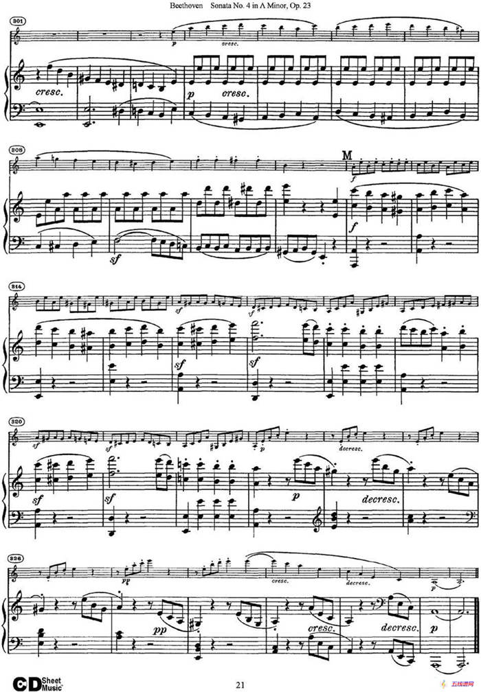 Violin Sonata No.4 in A Minor Op.23（小提琴+钢琴伴奏）