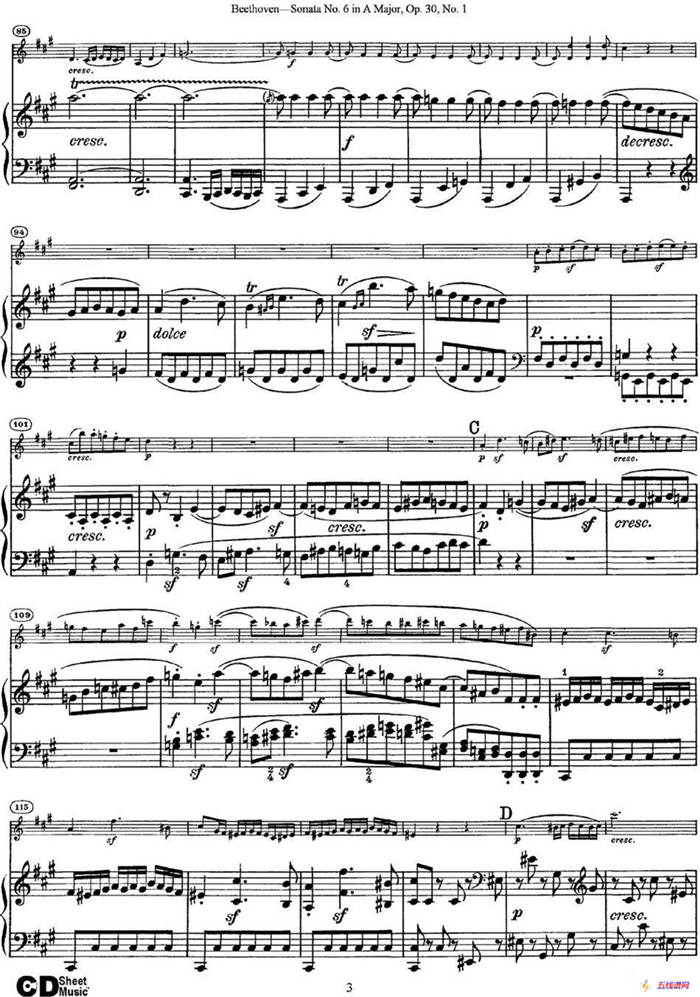 Violin Sonata No.6 in A Major Op.30 No.1（小提琴+钢琴伴奏）