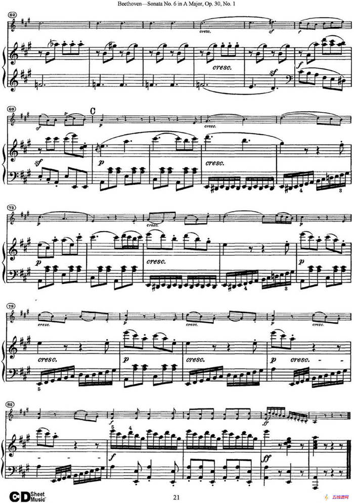 Violin Sonata No.6 in A Major Op.30 No.1（小提琴+钢琴伴奏）