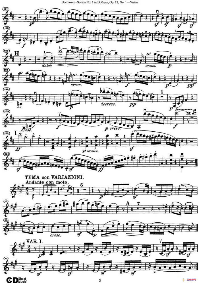 Violin Sonata No.1 in D Major Op.12 No.1