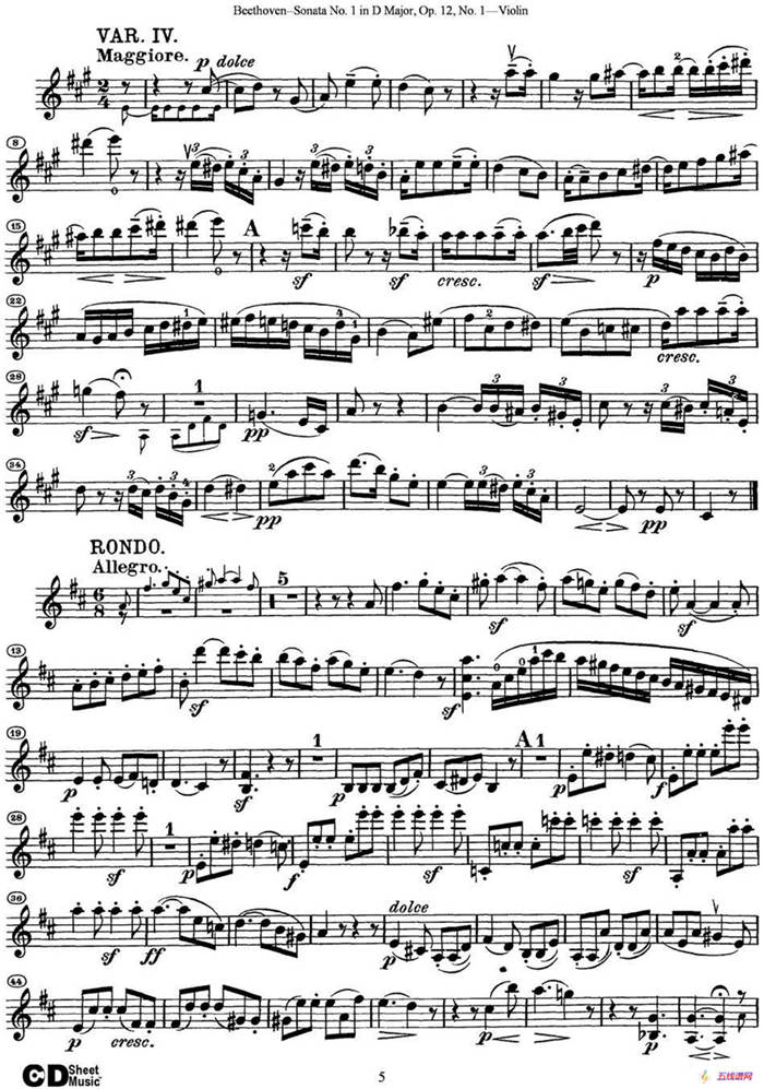 Violin Sonata No.1 in D Major Op.12 No.1