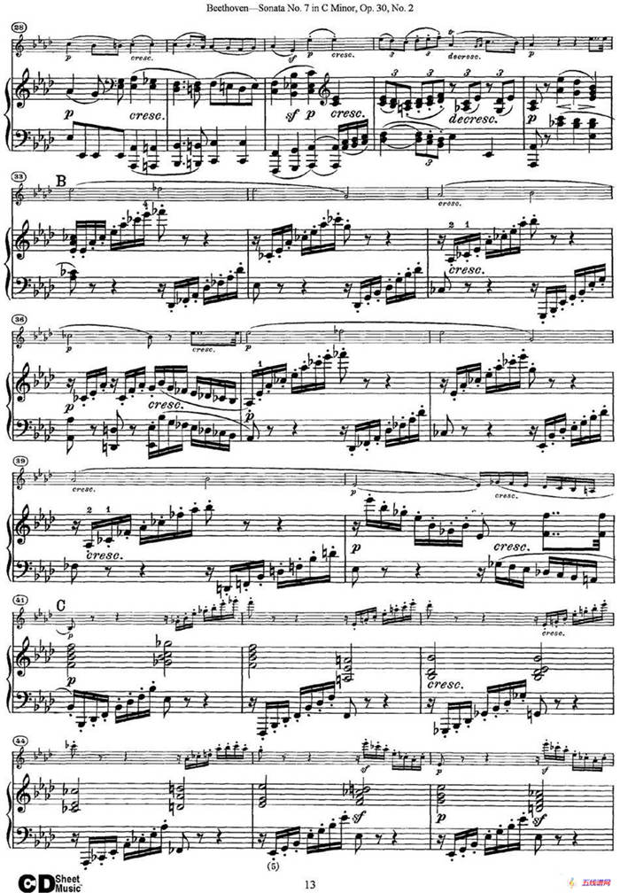 Violin Sonata No.7 in C Minor Op.30 No.2（小提琴+钢琴伴奏）