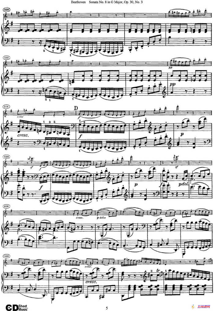 Violin Sonata No.8 in G Major Op.30 No.3（小提琴+钢琴伴奏）