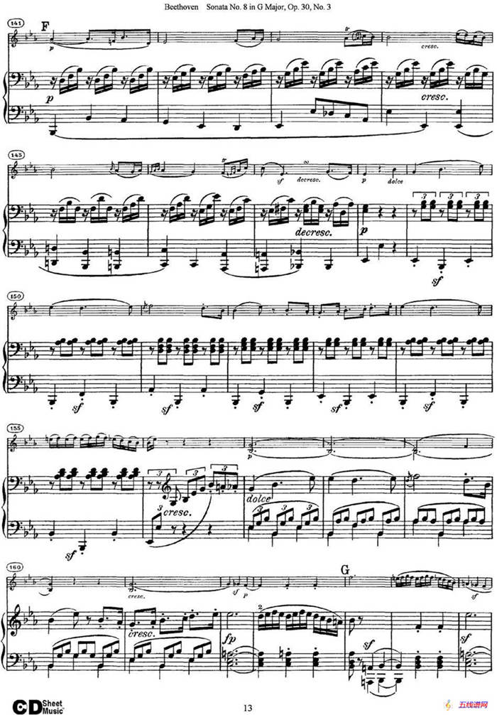 Violin Sonata No.8 in G Major Op.30 No.3（小提琴+钢琴伴奏）