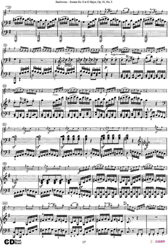 Violin Sonata No.8 in G Major Op.30 No.3（小提琴+钢琴伴奏）