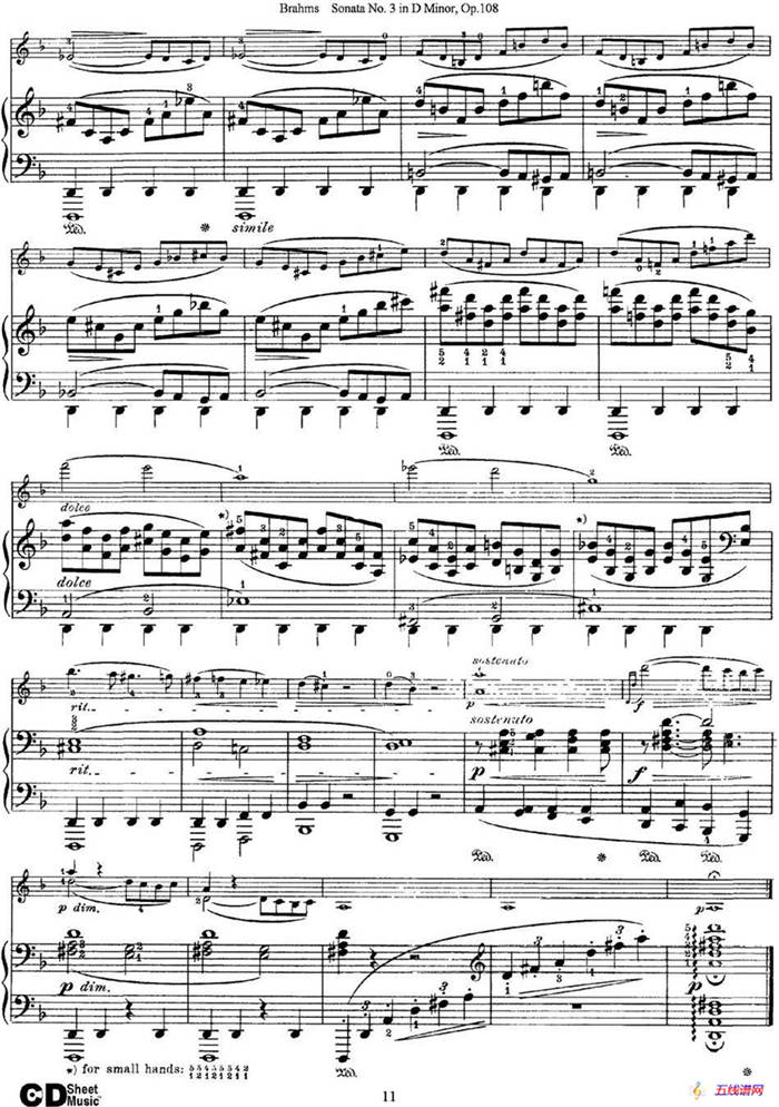 Violin Sonata No.3 in D Minor Op.108（小提琴+钢琴伴奏）