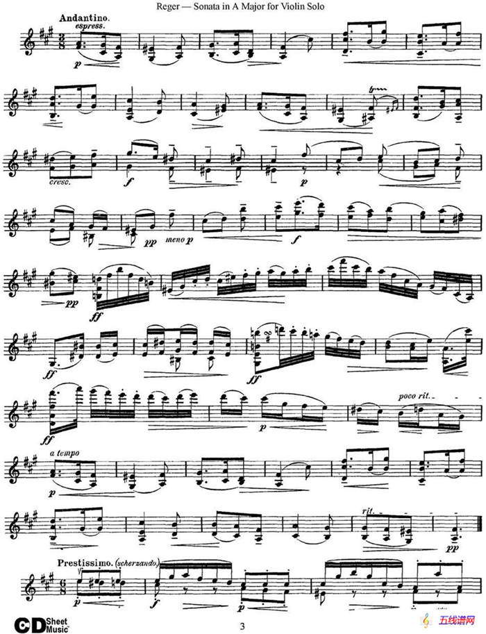 Sonata in A Major for Solo Violin Op.42 No.2