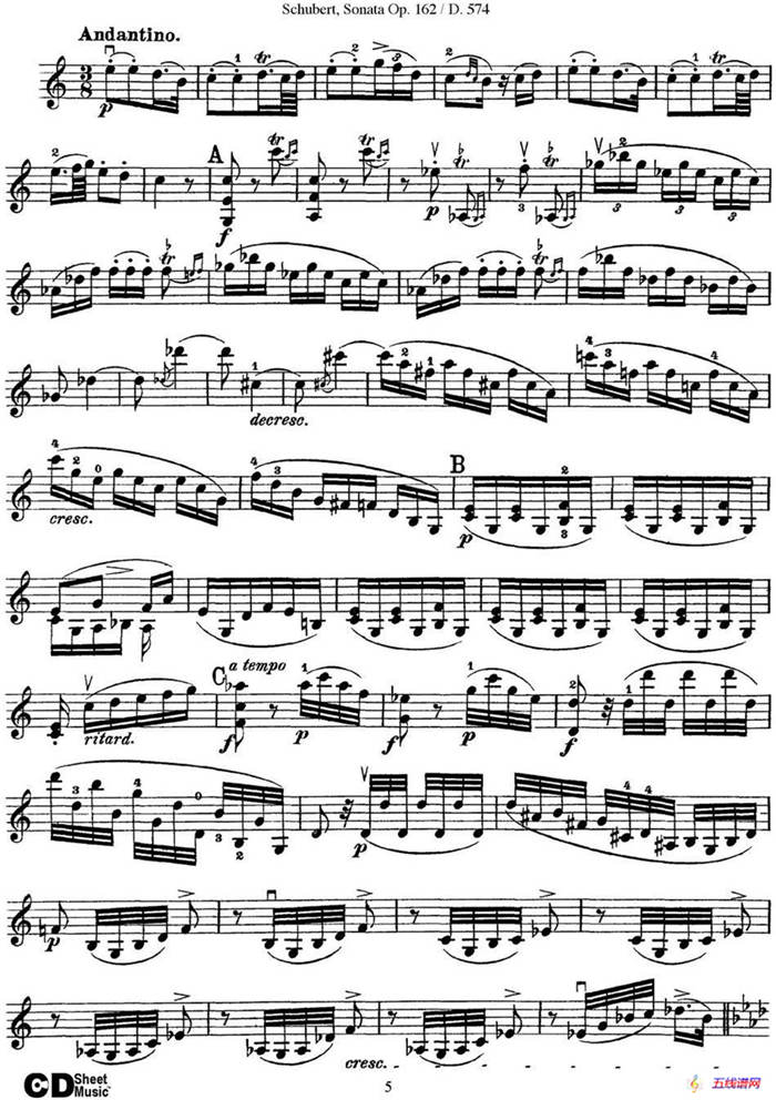 Violin Sonata in A major Op.162 D.574