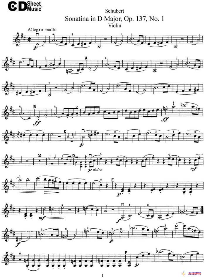 Violin Sonatina in D major Op.137 No.1