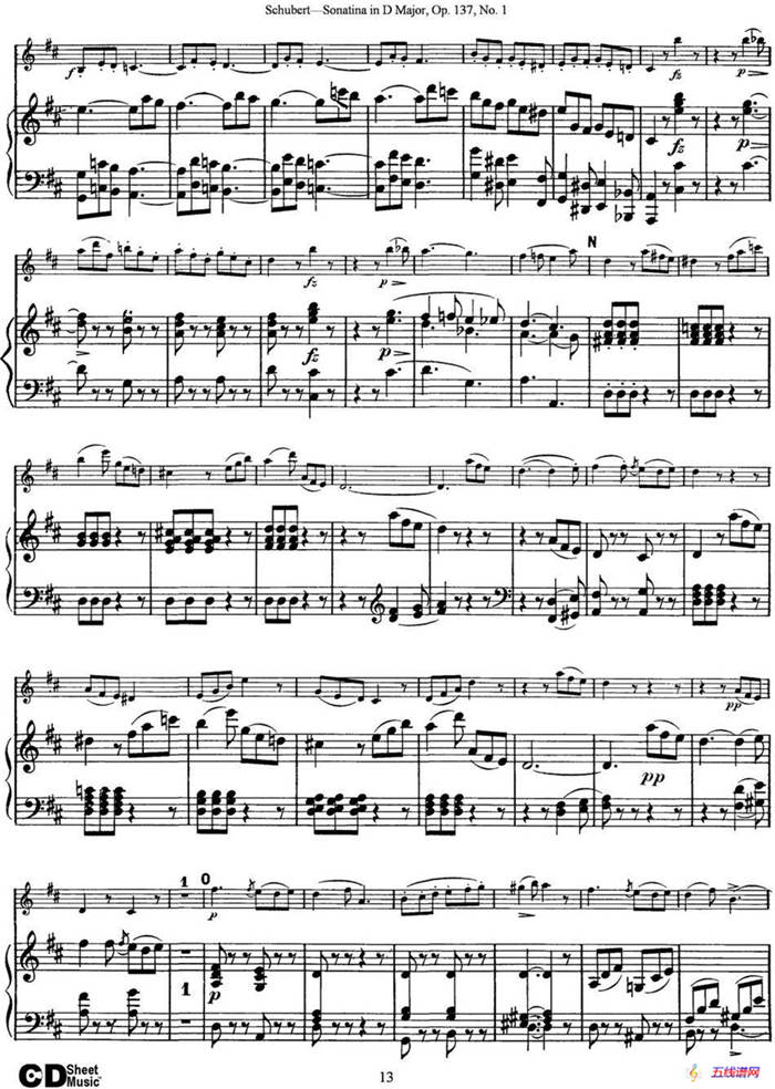 Violin Sonatina in D major Op.137 No.1（小提琴+钢琴伴奏）