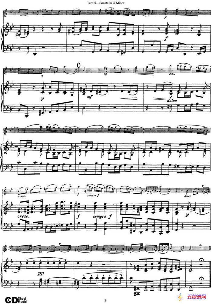 Violin Sonata in G Minor（小提琴+钢琴伴奏）
