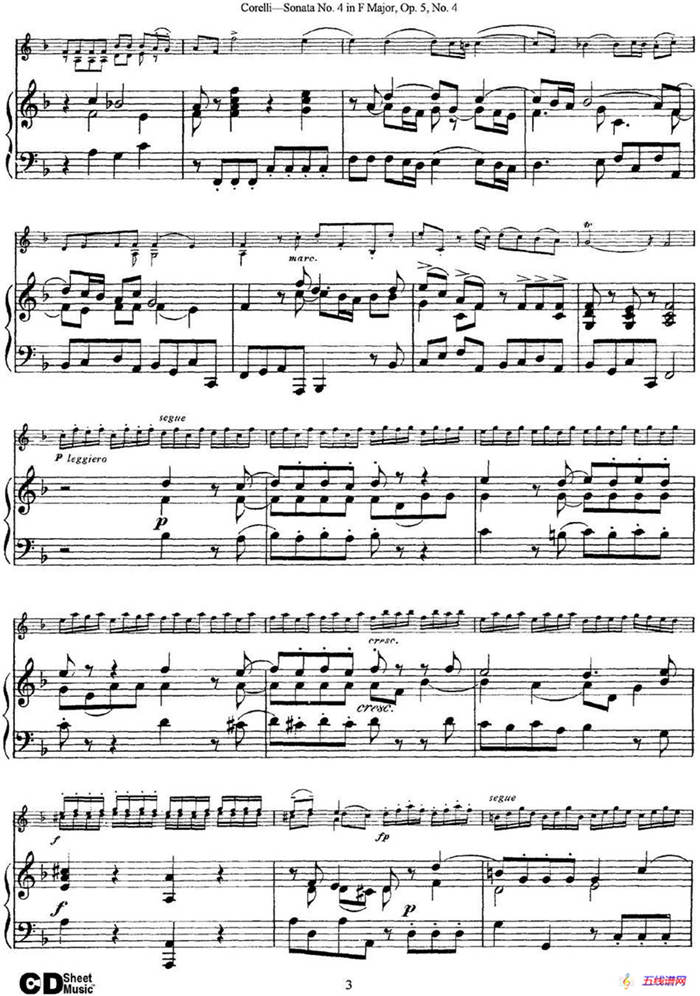 Sonata No.4 in F MajorOp.5 No.4（小提琴+钢琴伴奏）