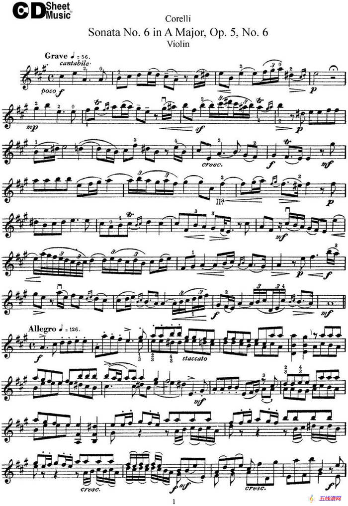 Sonata No.6 in A Major Op.5 No.6
