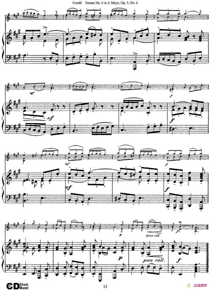 Sonata No.6 in A Major Op.5 No.6（小提琴+钢琴伴奏）