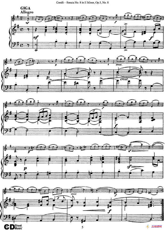 Sonata No.8 in E Minor Op.5 No.8（小提琴+钢琴伴奏）