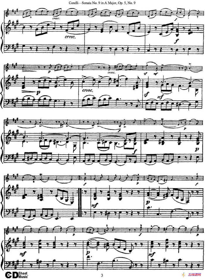 Sonata No.9 in A Major Op.5 No.9（小提琴+钢琴伴奏）