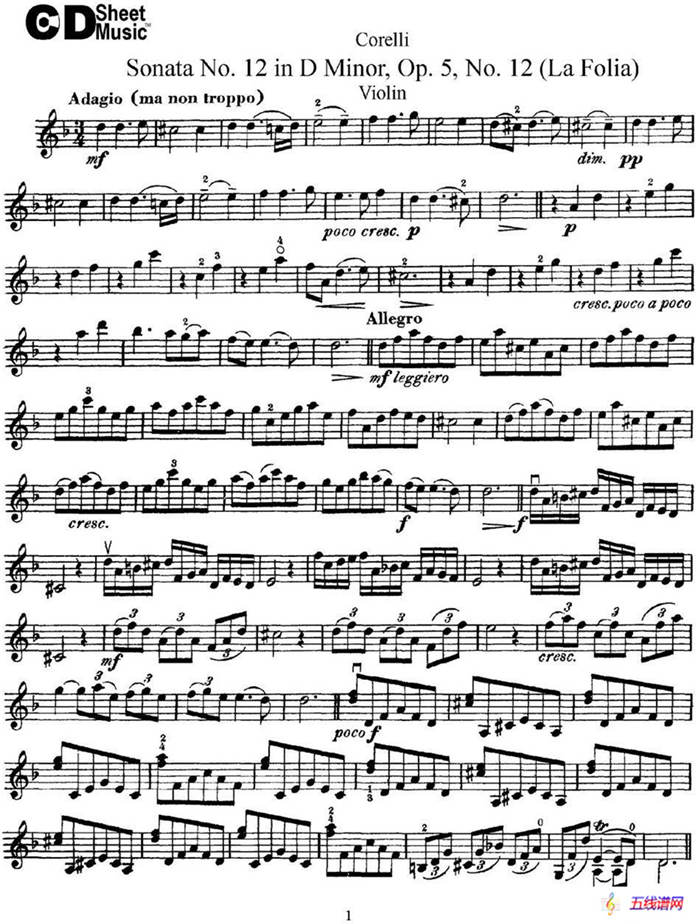 Sonata No.12 in D Minor Op.5 No.12