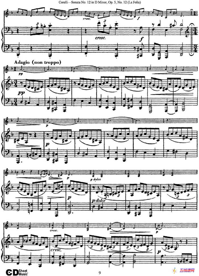 Sonata No.12 in D Minor Op.5 No.12（小提琴+钢琴伴奏）