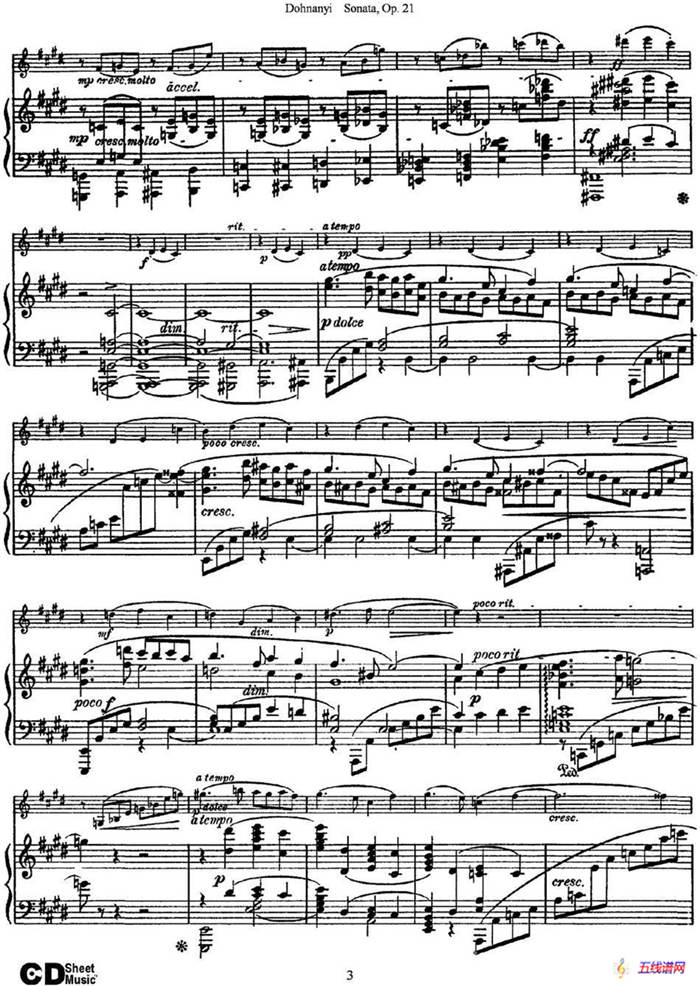 Dohnanyi Sonata Op.21（小提琴+钢琴伴奏）