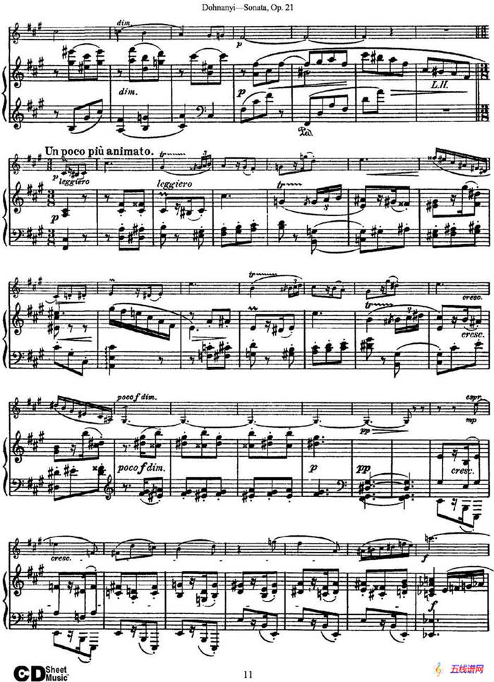 Dohnanyi Sonata Op.21（小提琴+钢琴伴奏）