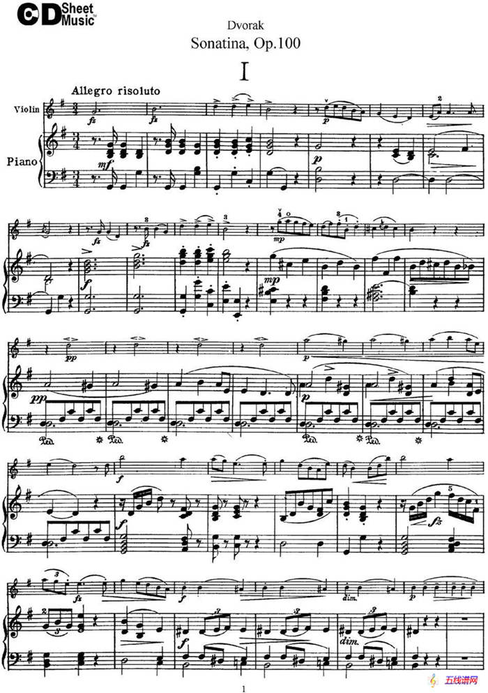 Violin Sonatina Op.100（小提琴+钢琴伴奏）