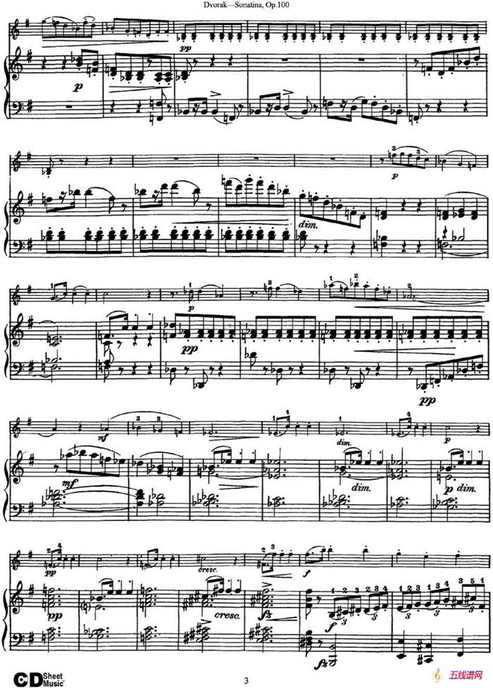 Violin Sonatina Op.100（小提琴+钢琴伴奏）