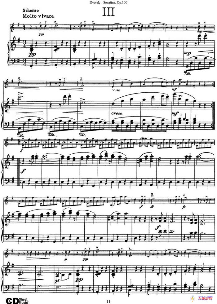 Violin Sonatina Op.100（小提琴+钢琴伴奏）