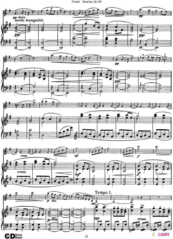 Violin Sonatina Op.100（小提琴+钢琴伴奏）