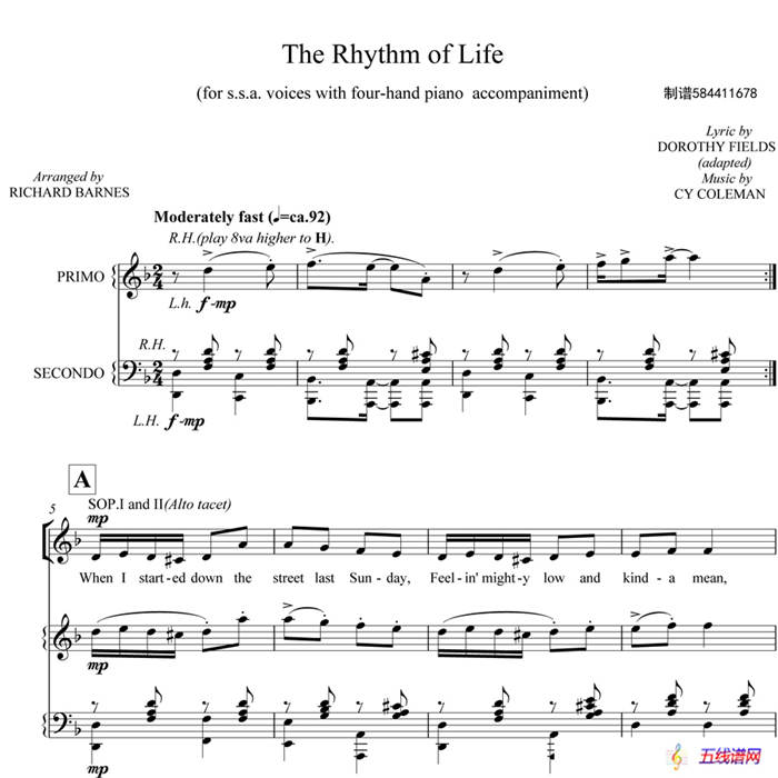 The rhythm of Life女声合唱谱（三声部）