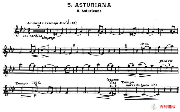 Suite of Spanish Folksongs:5、ASTURIANA