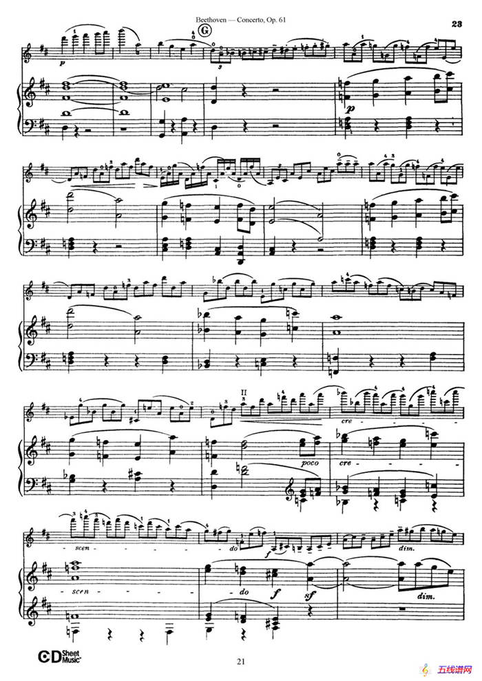 D大调小提琴协奏曲 Op.61（小提琴与钢琴版）