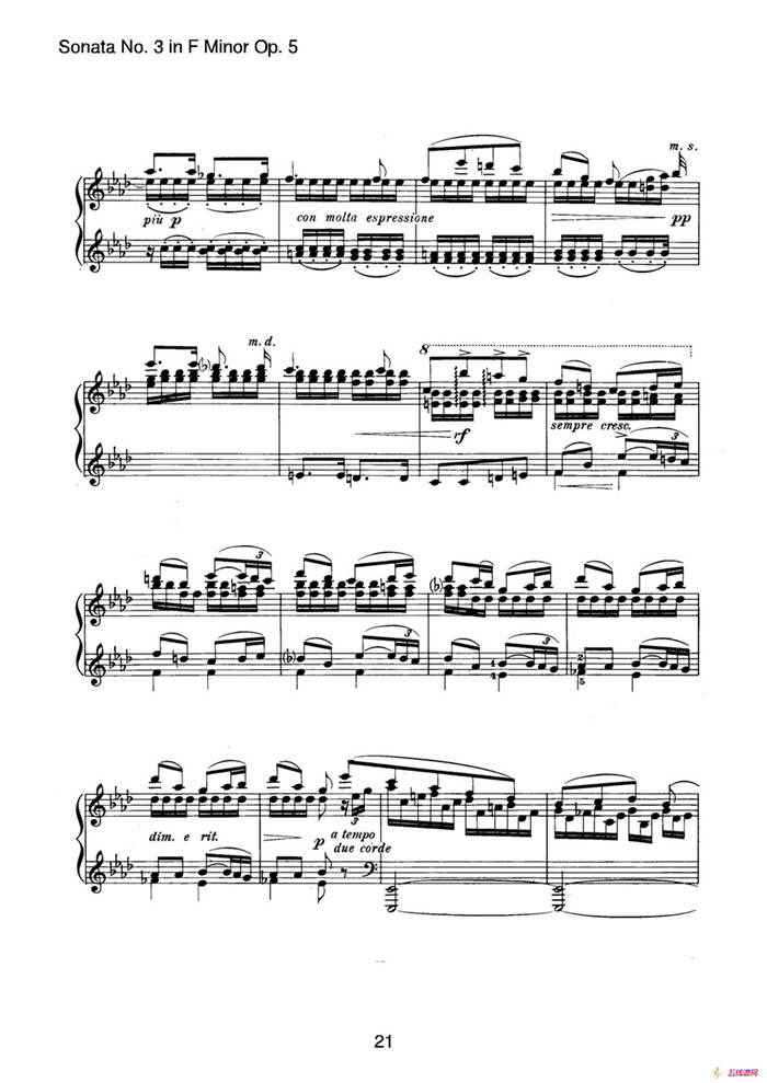 Piano Sonata No.3 in f Minor Op.5（f小调第三钢琴奏鸣曲）