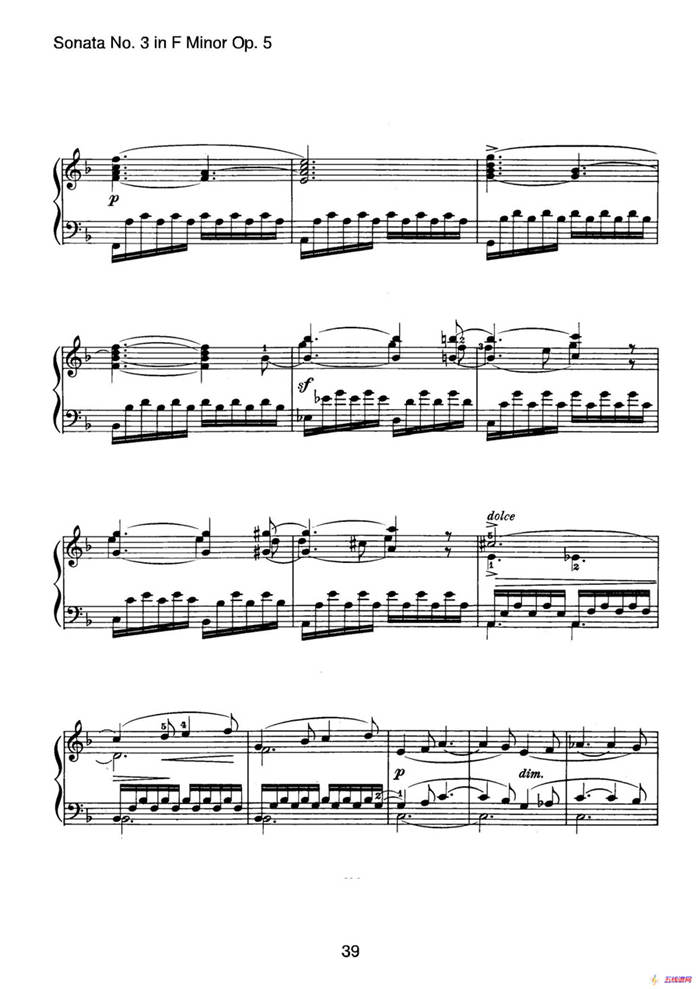 Piano Sonata No.3 in f Minor Op.5（f小调第三钢琴奏鸣曲）