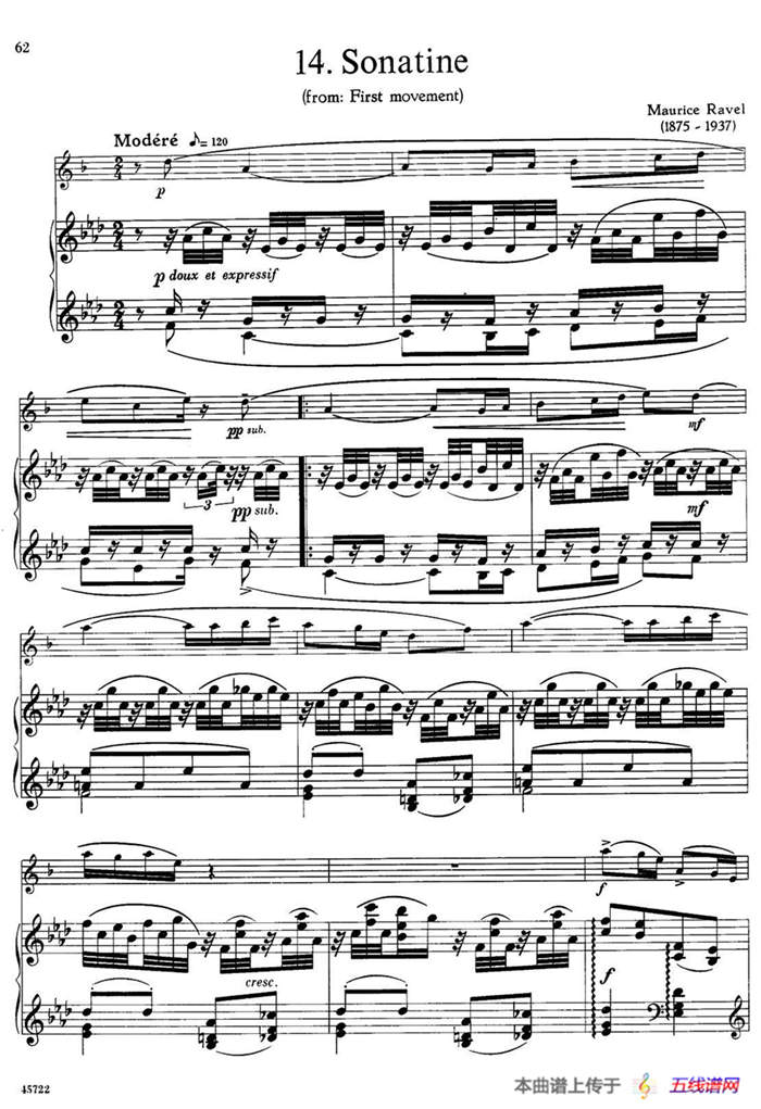 15首古典萨克斯独奏曲：14、sonatine（中音萨克斯+钢琴伴奏）