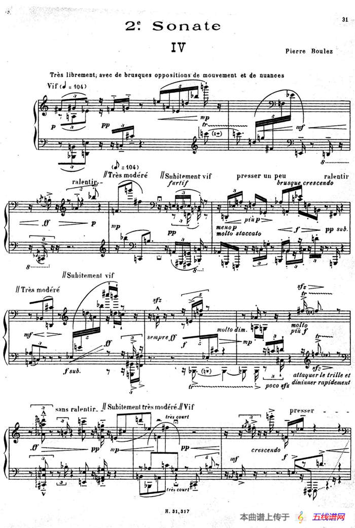 布莱兹第二钢琴奏鸣曲（Ⅳ）