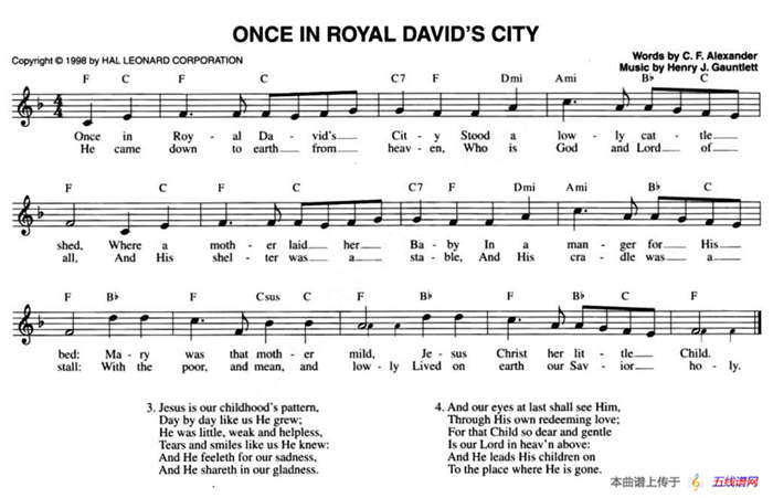 ONCE IN ROYAL DAVID'S CITY