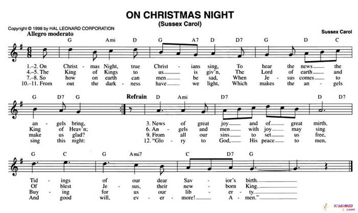 ON CHRISTMAS NIGTH（SUSSEX CAROL）