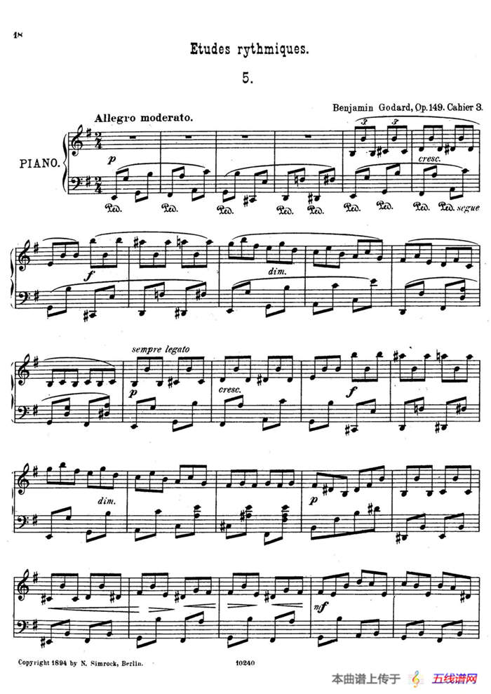 Etudes Rythmiques Op.149（节奏练习曲集）（5）