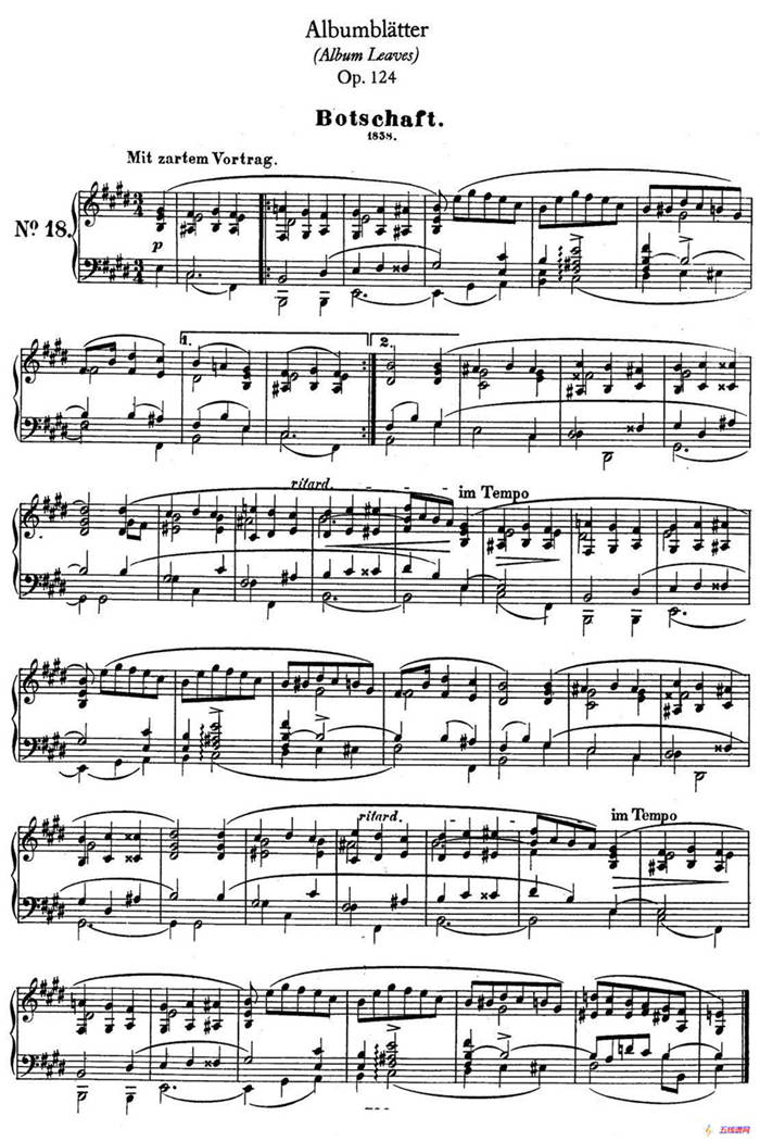Albumblätter Op.124（纪念册页）（No.18）
