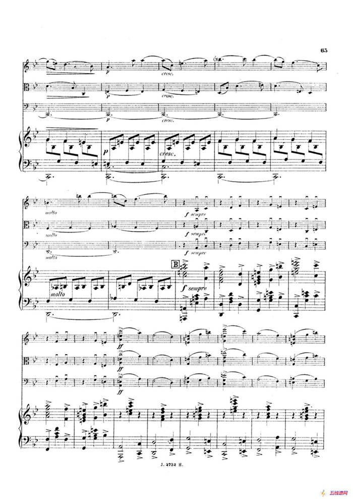 Piano Quartet No.2 in g Minor Op.45（g小调第二钢琴四重奏总谱）