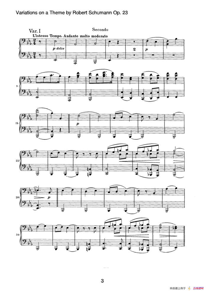 ​Variations on a Theme by Robert Schumann Op.23（舒曼主题变奏曲）（四手联弹）