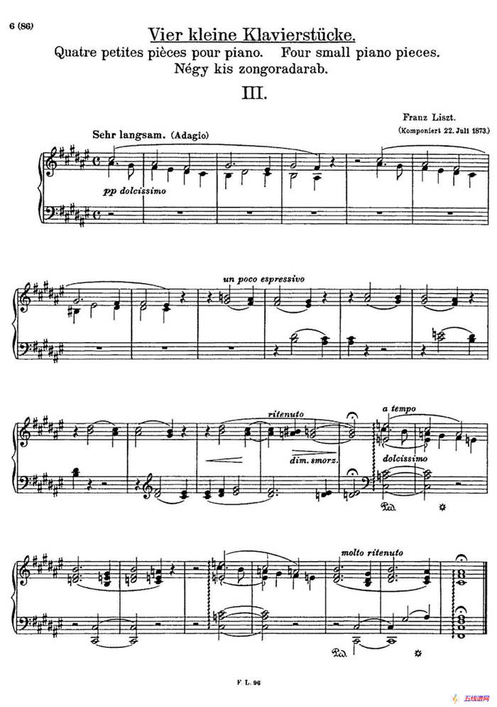 5 Klavierstücke S.192（5首钢琴小品·Ⅲ）