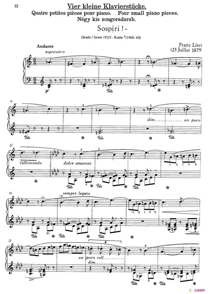 5 Klavierstücke S.192（5首钢琴小品·Ⅴ）