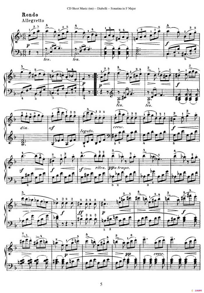 4 Piano Sonatinas（4首钢琴小奏鸣曲）（Op.151 No.3）