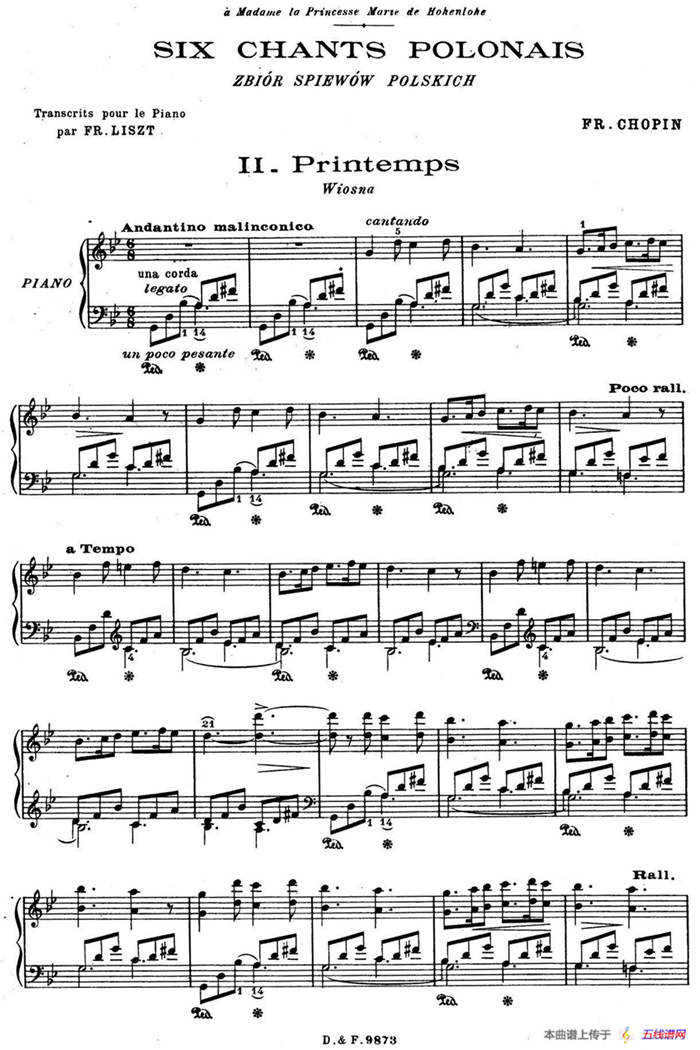 6 Chants Polonais S.480（6首波兰歌曲·Ⅱ）