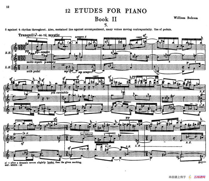 12 Etudes for Piano（博尔科姆12首钢琴练习曲·5）