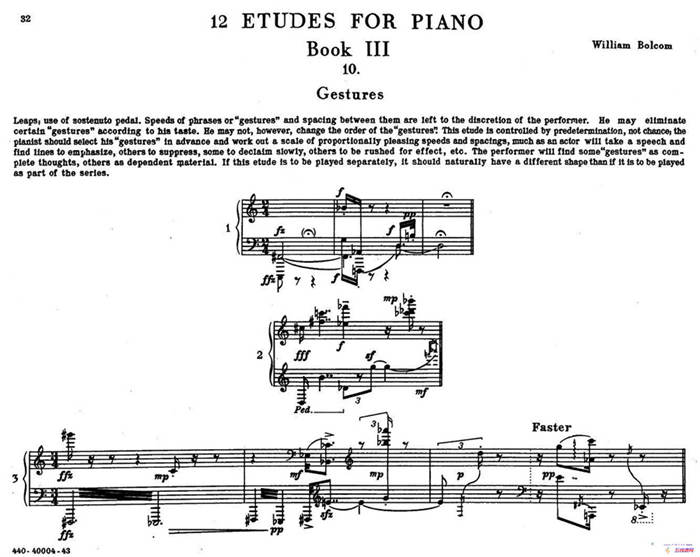 12 Etudes for Piano（博尔科姆12首钢琴练习曲·10）