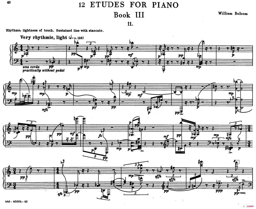 12 Etudes for Piano（博尔科姆12首钢琴练习曲·11）