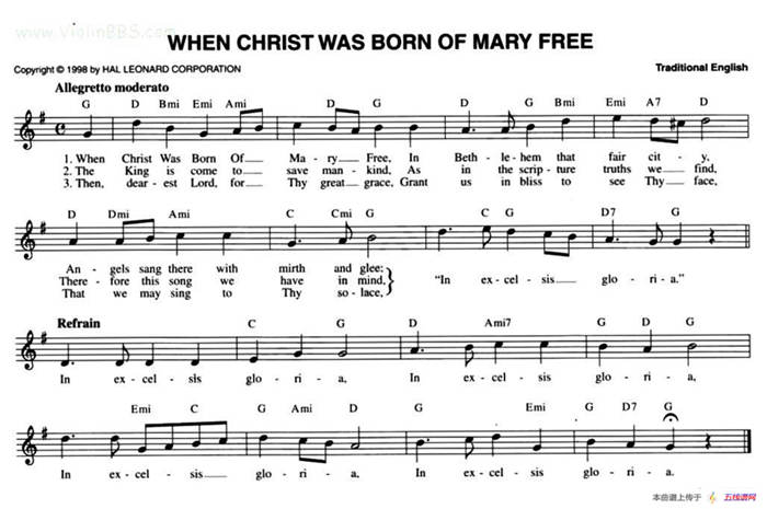WHEN CHRIST WAS BORN OF MARY FREE