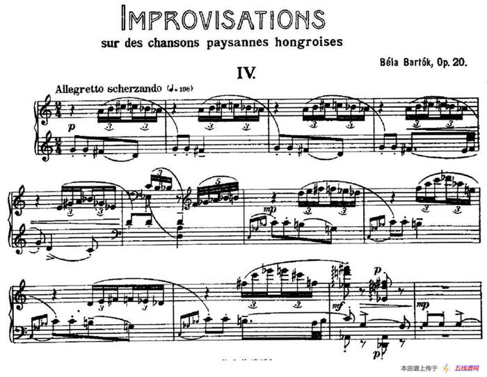 8 Improvisations Op.20（8首匈牙利民歌即興曲·Ⅳ）